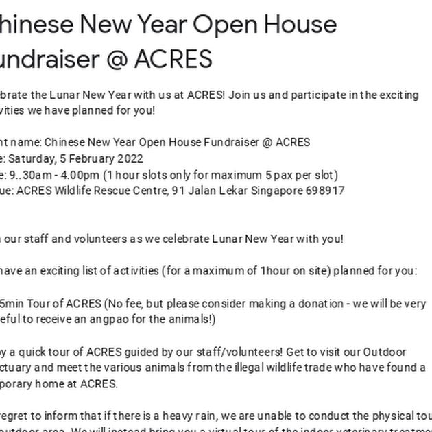 Chinese New Year Open House Fundraiser @ Acres