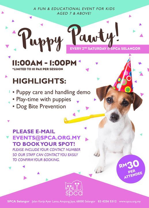 Our Next Puppy Pawty Is On 11th June 2022 Spca Sel..