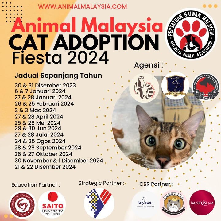 Jadual Penganjuran Animal Malaysia Cat Adoption Fi..